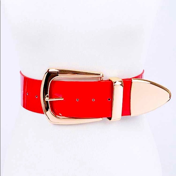 Red & Gold Metal Elastic Adjustable Belt - Picture 1 of 1